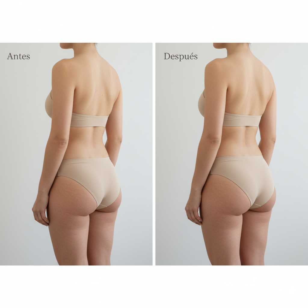 Resultado cirugía de glúteos antes y después